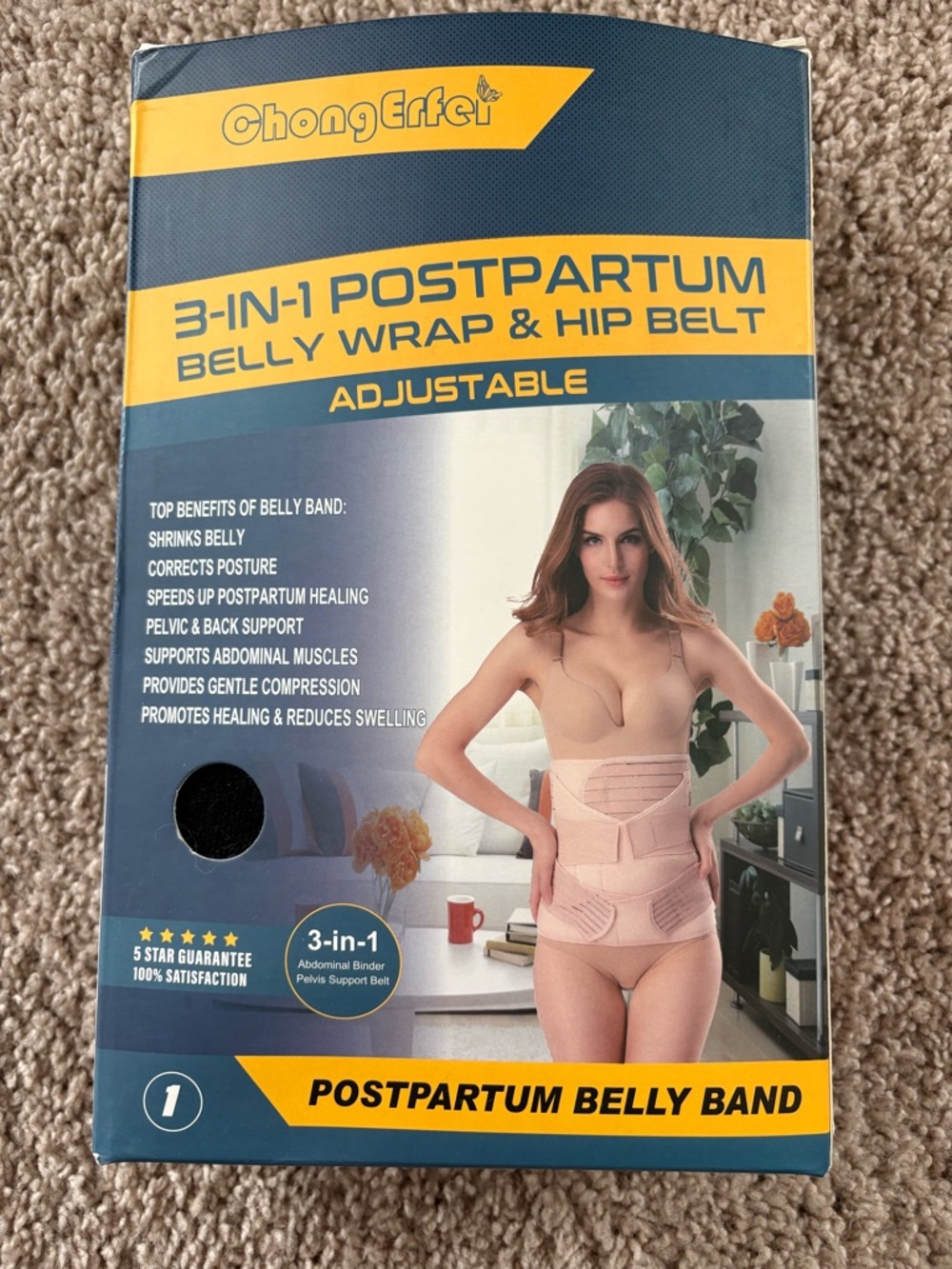 ChongErfei 3-in-1 Postpartum Belly Wrap - Pink